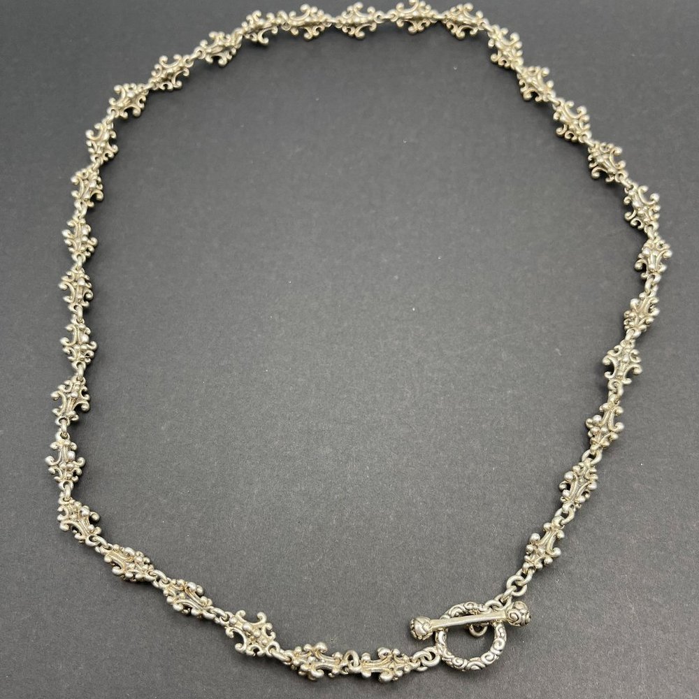 NOVICA STERLING SILVER 925 BALI CREST CHAIN TOGGLE CLASP NECKLACE 19"